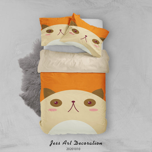 3D Cartoon Cute Animal Civet Cat Quilt Cover Set Bedding Set Duvet Cover Pillowcases WJ 9529