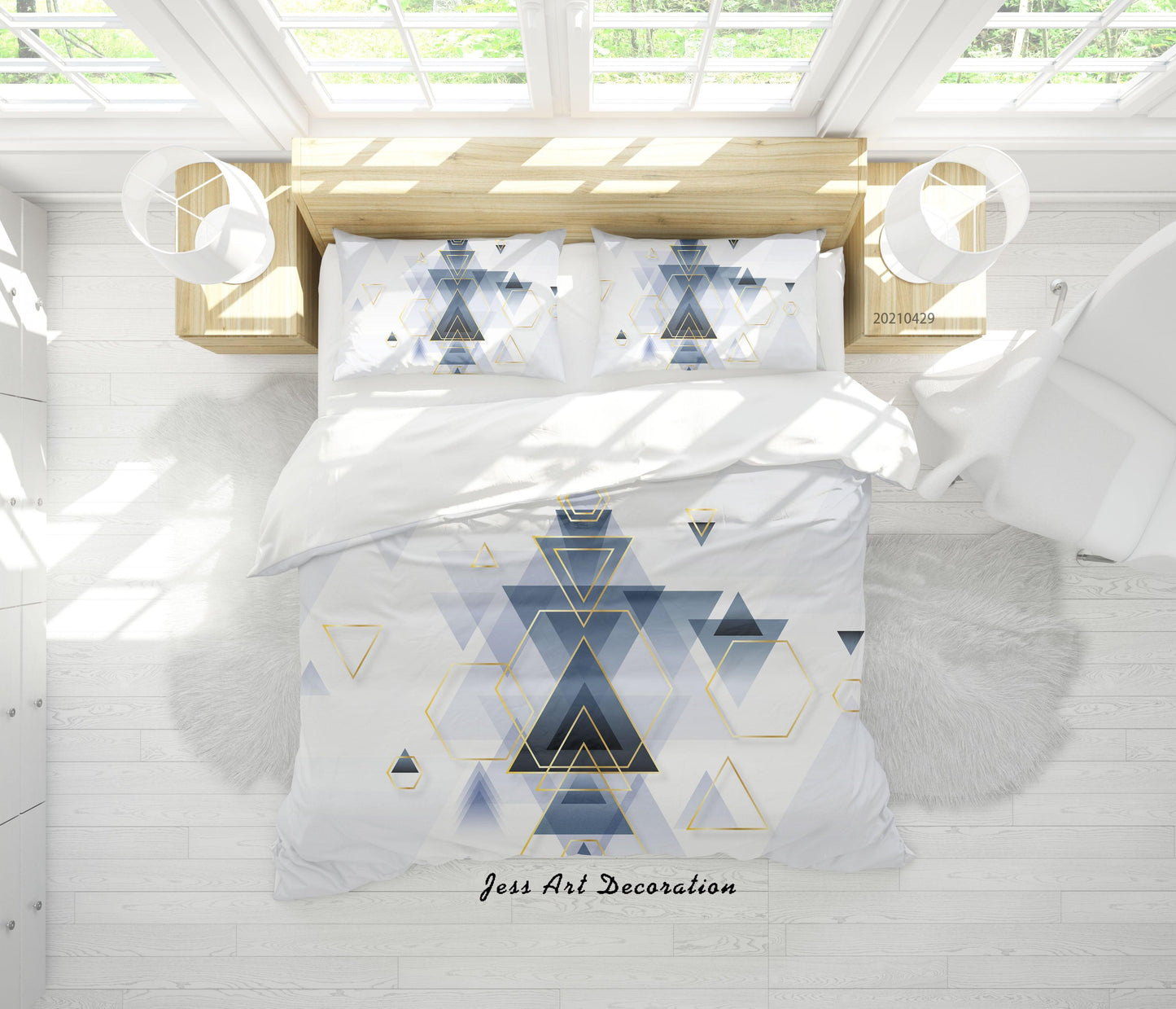 3D Abstract Geometry Triangle Quilt Cover Set Bedding Set Duvet Cover Pillowcases 198