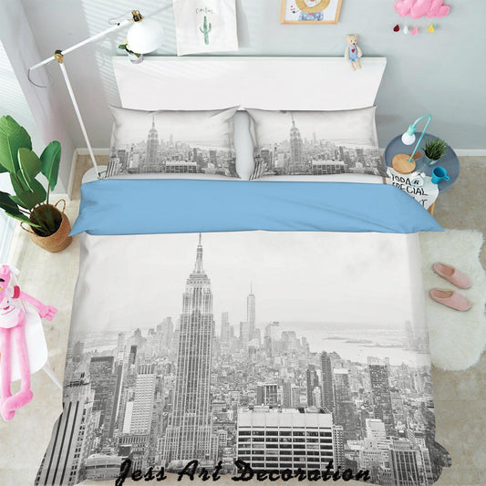 3D Black White City Building Quilt Cover Set Bedding Set Pillowcases  130