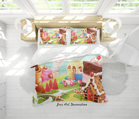 3D Cartoon Dessert Illustration Quilt Cover Set Bedding Set Duvet Cover Pillowcases 12