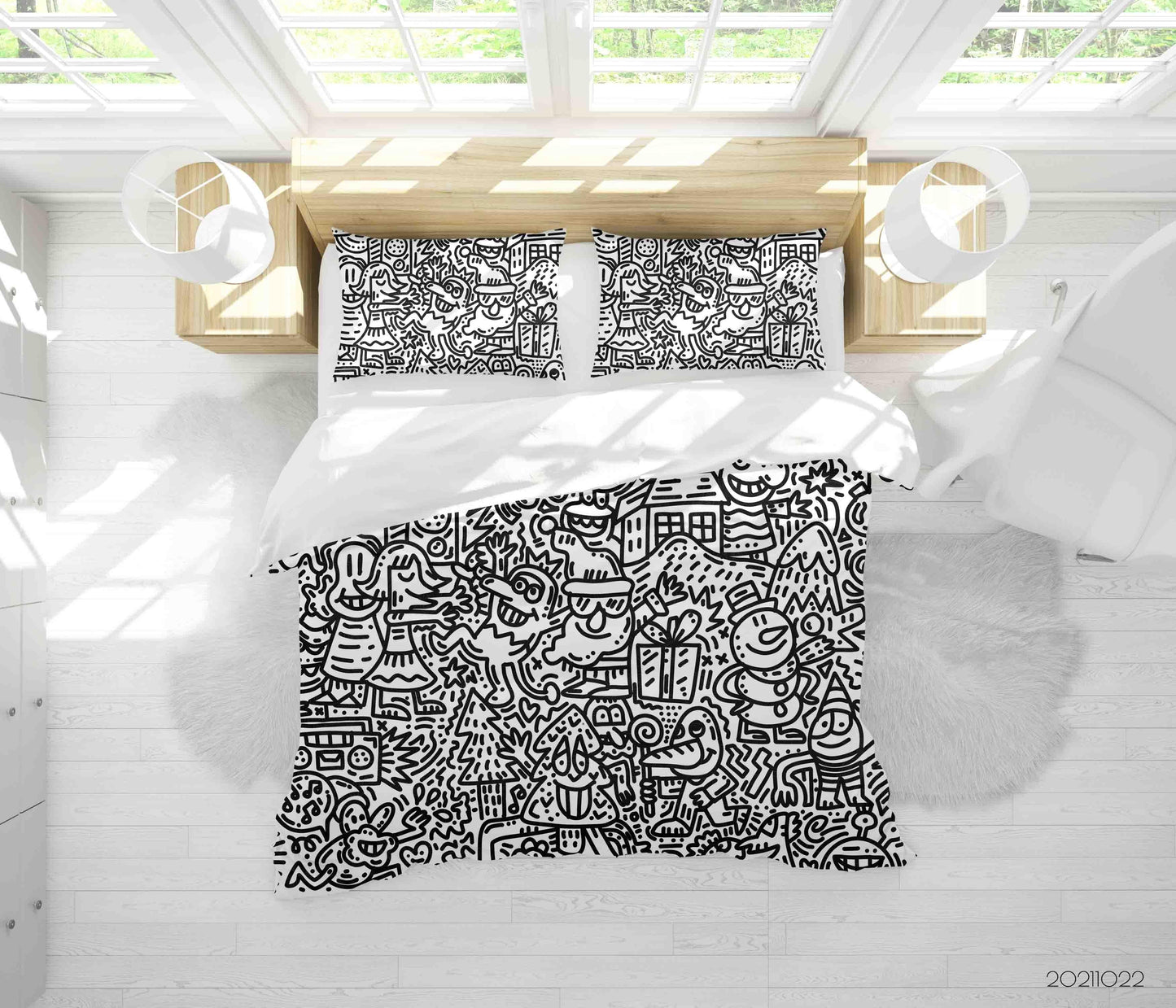 3D Cartoon Illustration Graffiti Quilt Cover Set Bedding Set Duvet Cover Pillowcases 59