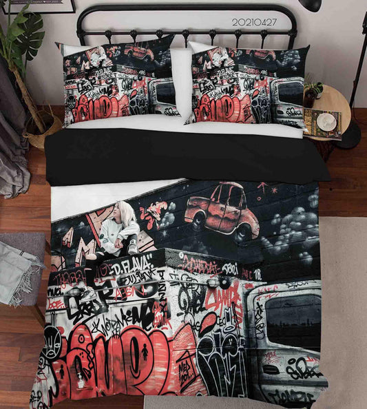 3D Abstract Artist Works Graffiti Quilt Cover Set Bedding Set Duvet Cover Pillowcases 93