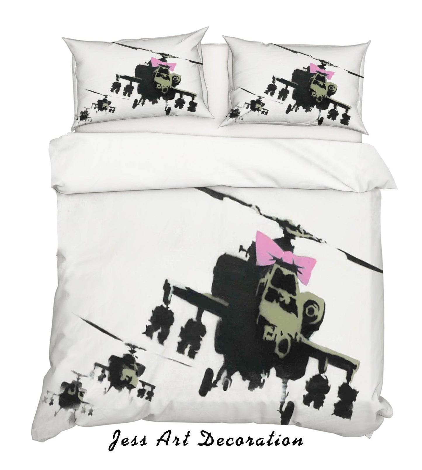 3D Banksy Happy Choppers White Background Quilt Cover Set Bedding Set Duvet Cover Pillowcases  ZY D31