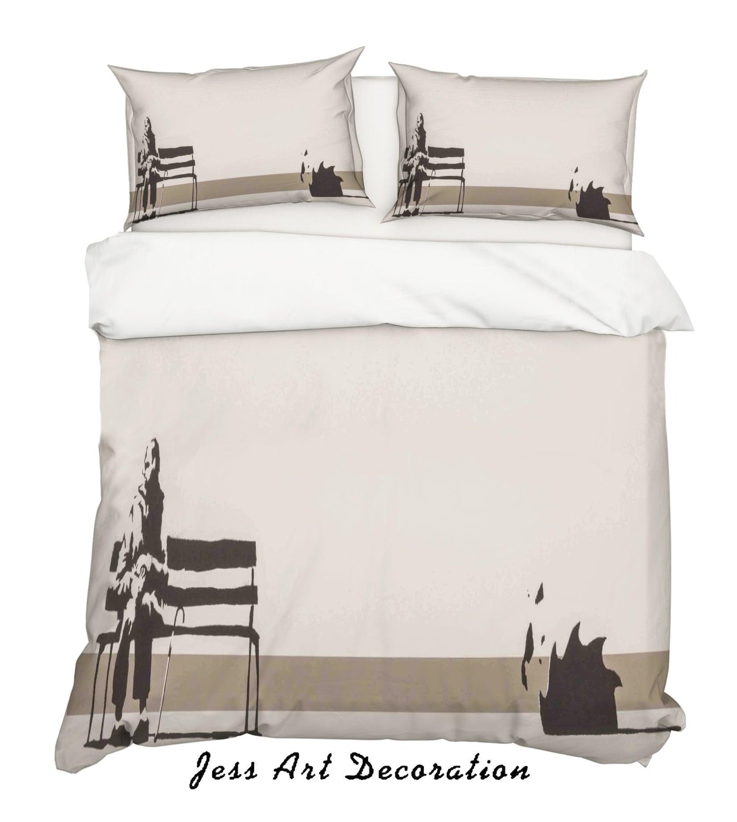 3D Banksy Weston Super Mare Light Yellow Quilt Cover Set Bedding Set Duvet Cover Pillowcases  ZY D67