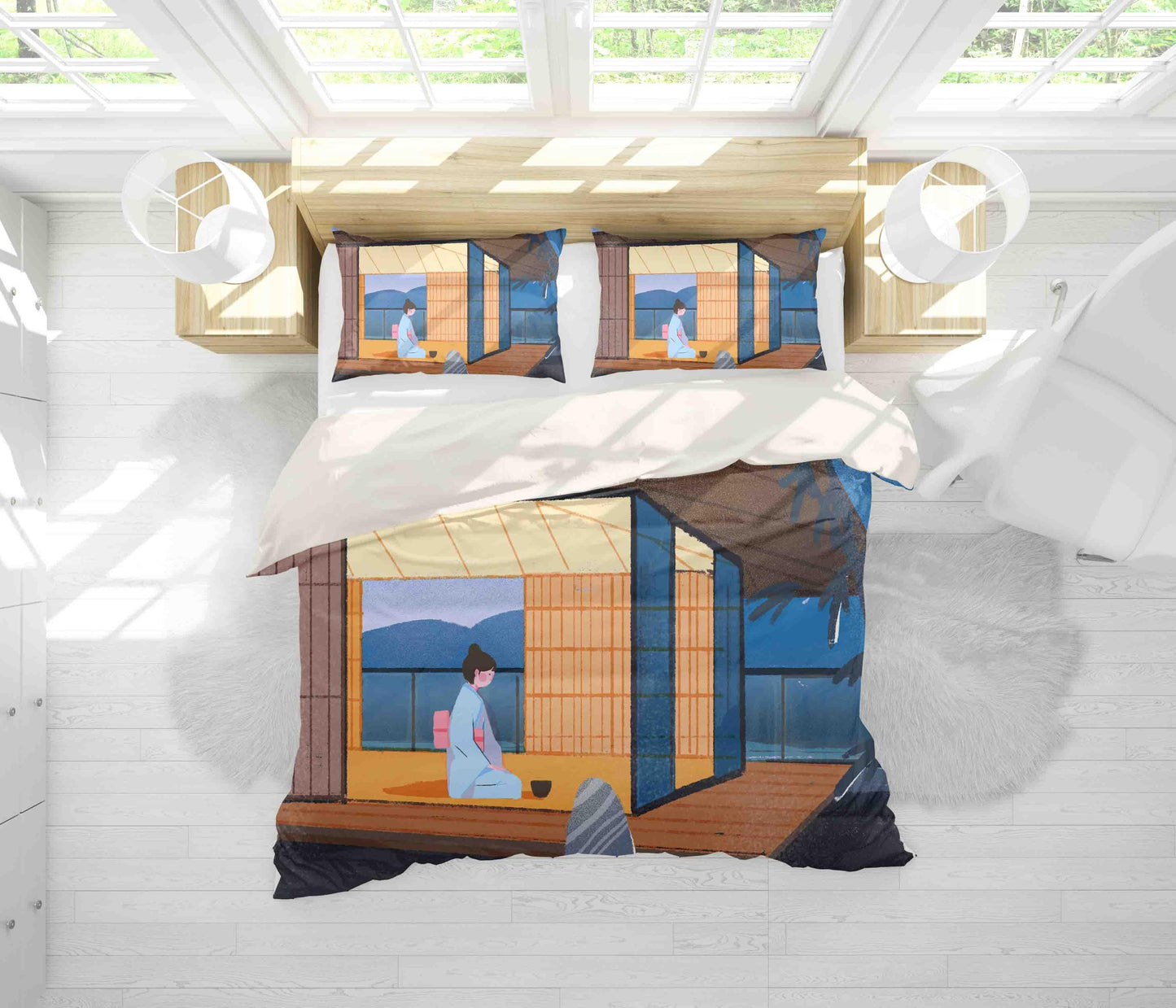 3D Abstract Japanese Beauty Quilt Cover Set Bedding Set Pillowcases 03