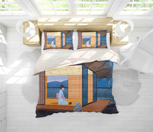 3D Abstract Japanese Beauty Quilt Cover Set Bedding Set Pillowcases 03