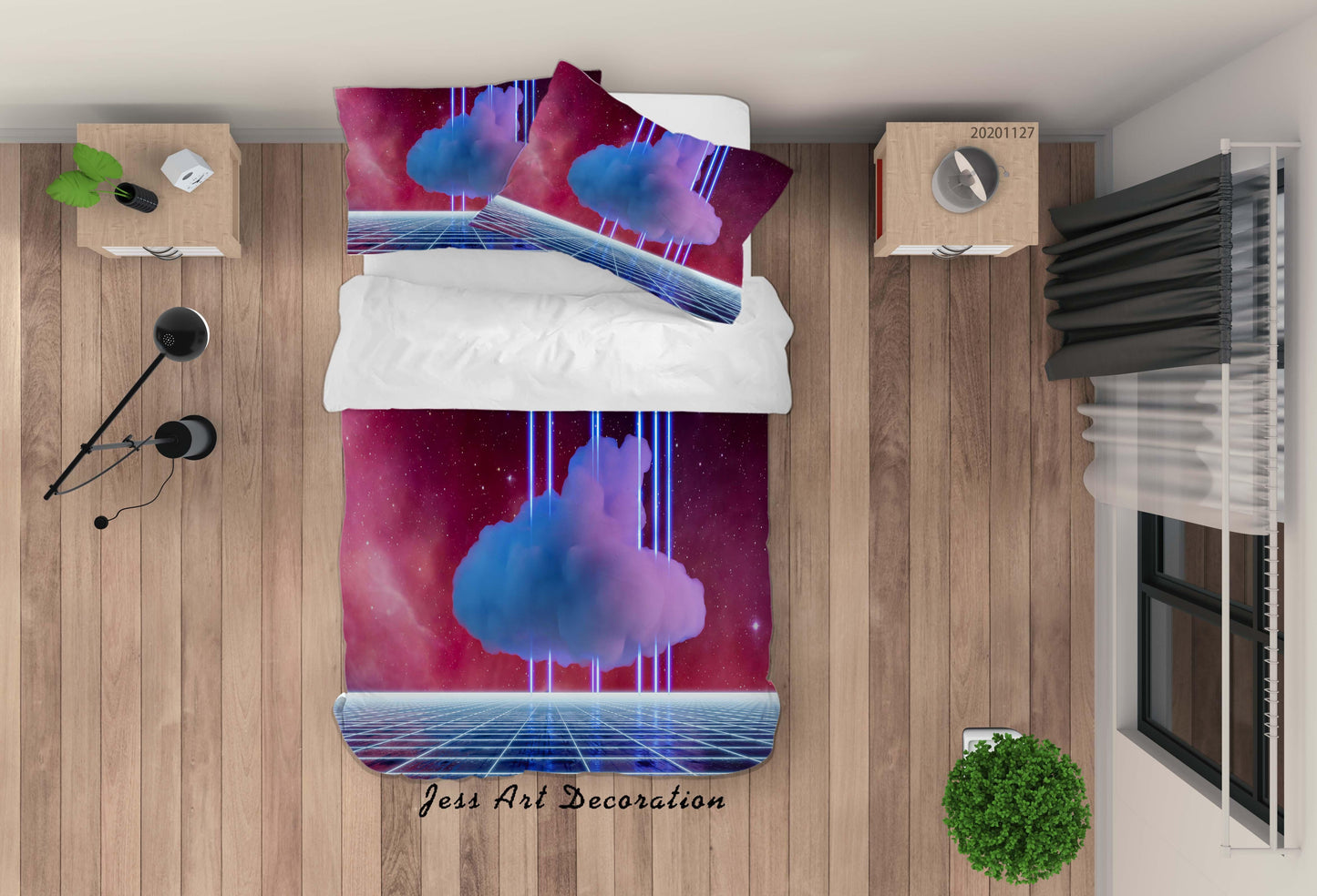 3D Abstract Digital Space Cloud Quilt Cover Set Bedding Set Duvet Cover Pillowcases LXL