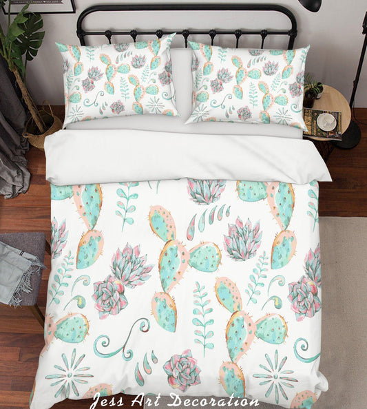 3D Cartoon Green Cactus Quilt Cover Set Bedding Set Pillowcases 120