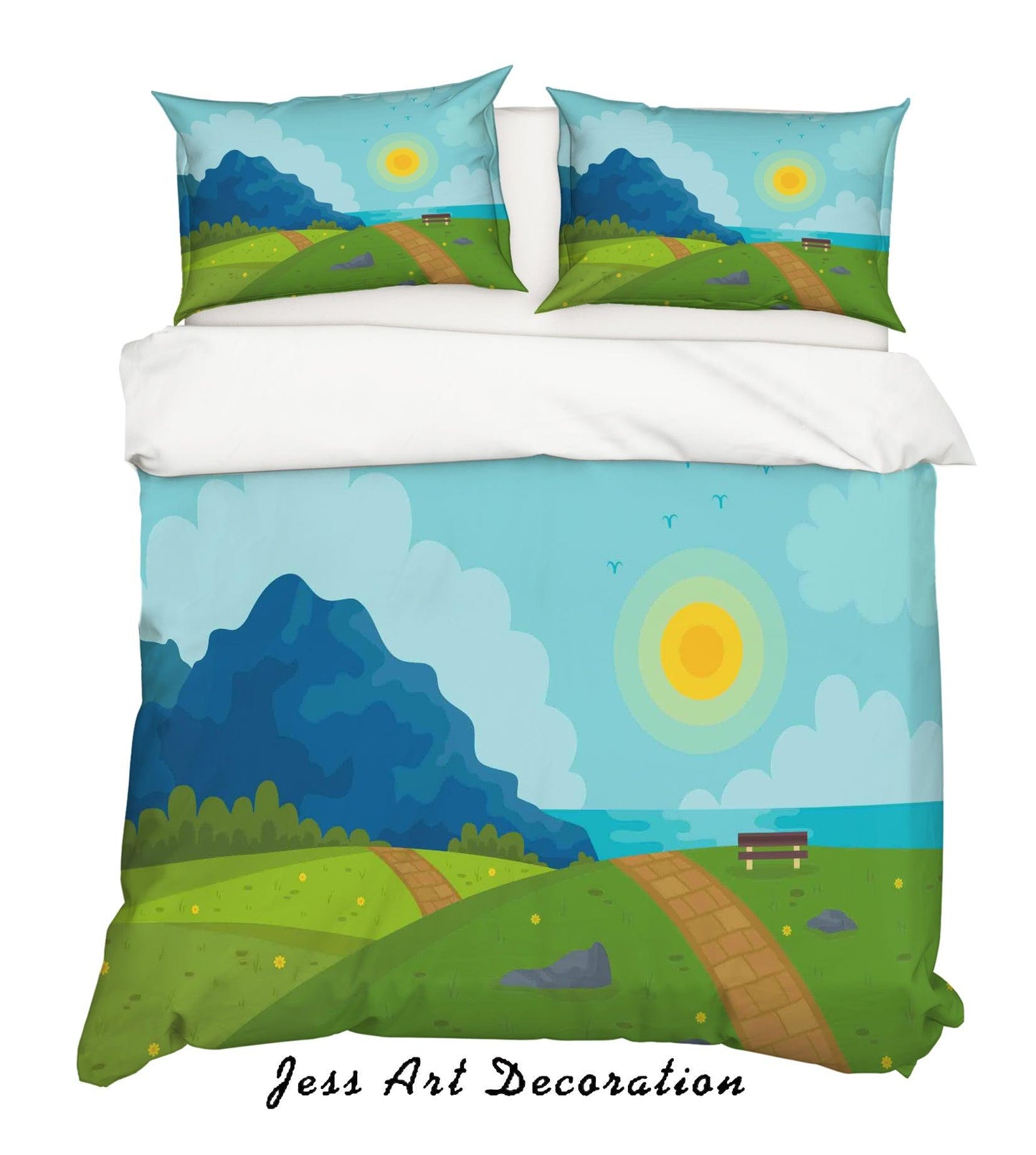 3D Cartoon Green Plants Quilt Cover Set Bedding Set Pillowcases 98