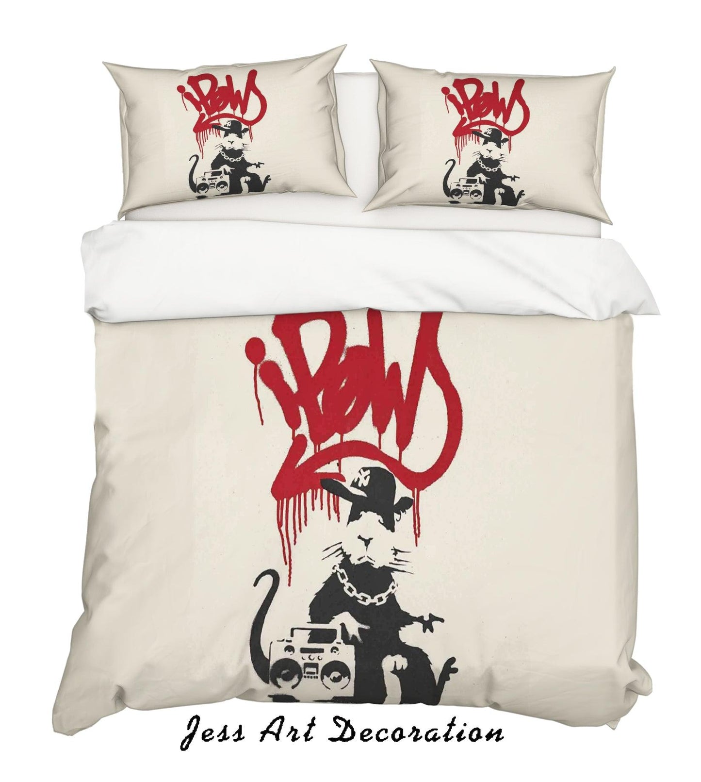 3D Banksy Gangsta Rat Red Letter Quilt Cover Set Bedding Set Duvet Cover Pillowcases  ZY D24