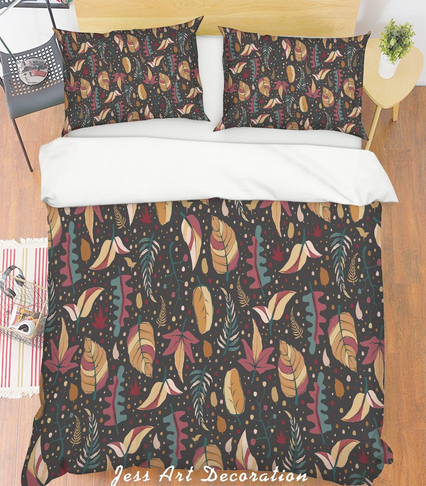 3D Brown Leaves Quilt Cover Set Bedding Set Pillowcases 110