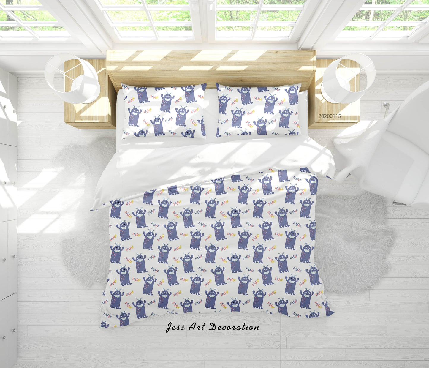 3D Cartoon Animal Monsters Pattern Quilt Cover Set Bedding Set Duvet Cover Pillowcases WJ 9650