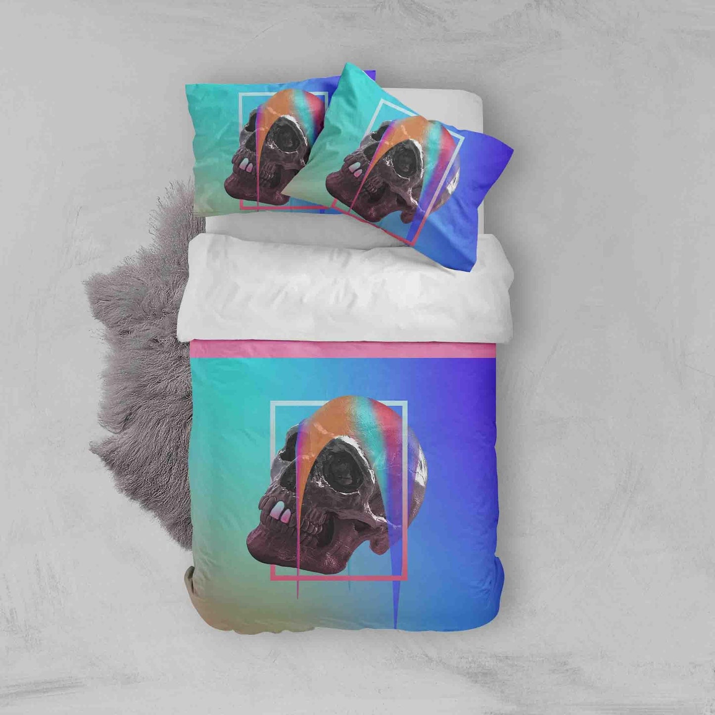 3D Blue Skull Quilt Cover Set Bedding Set Pillowcases 103