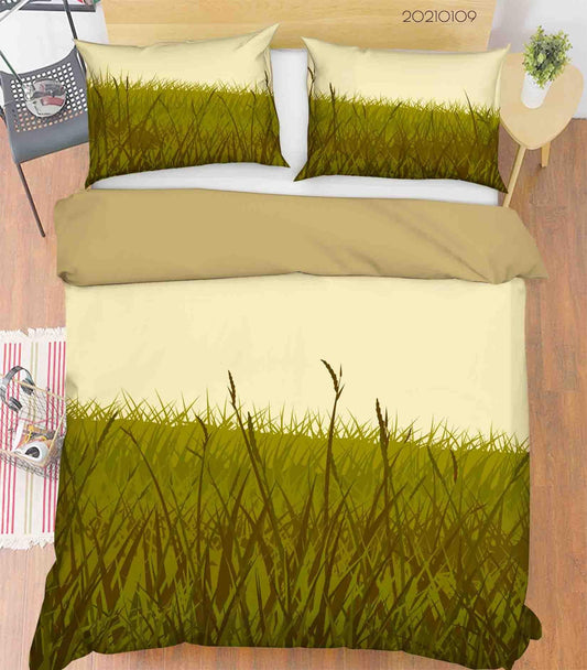 3D Cartoon Green Grass Quilt Cover Set Bedding Set Duvet Cover Pillowcases 40 LQH