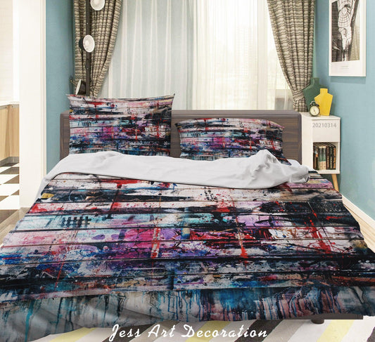 3D Abstract Colored Street Graffiti Quilt Cover Set Bedding Set Duvet Cover Pillowcases 182