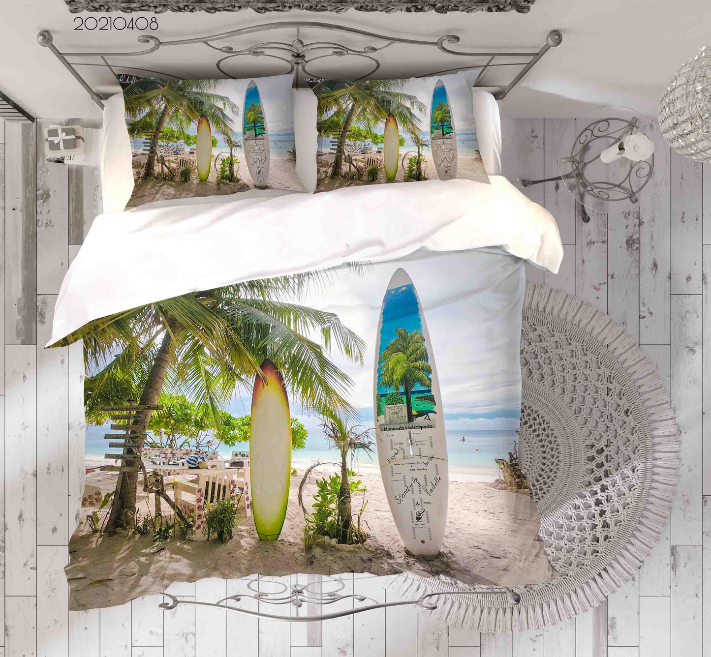 3D Beach Palm Surfboard Quilt Cover Set Bedding Set Duvet Cover Pillowcases 47