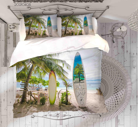 3D Beach Palm Surfboard Quilt Cover Set Bedding Set Duvet Cover Pillowcases 47