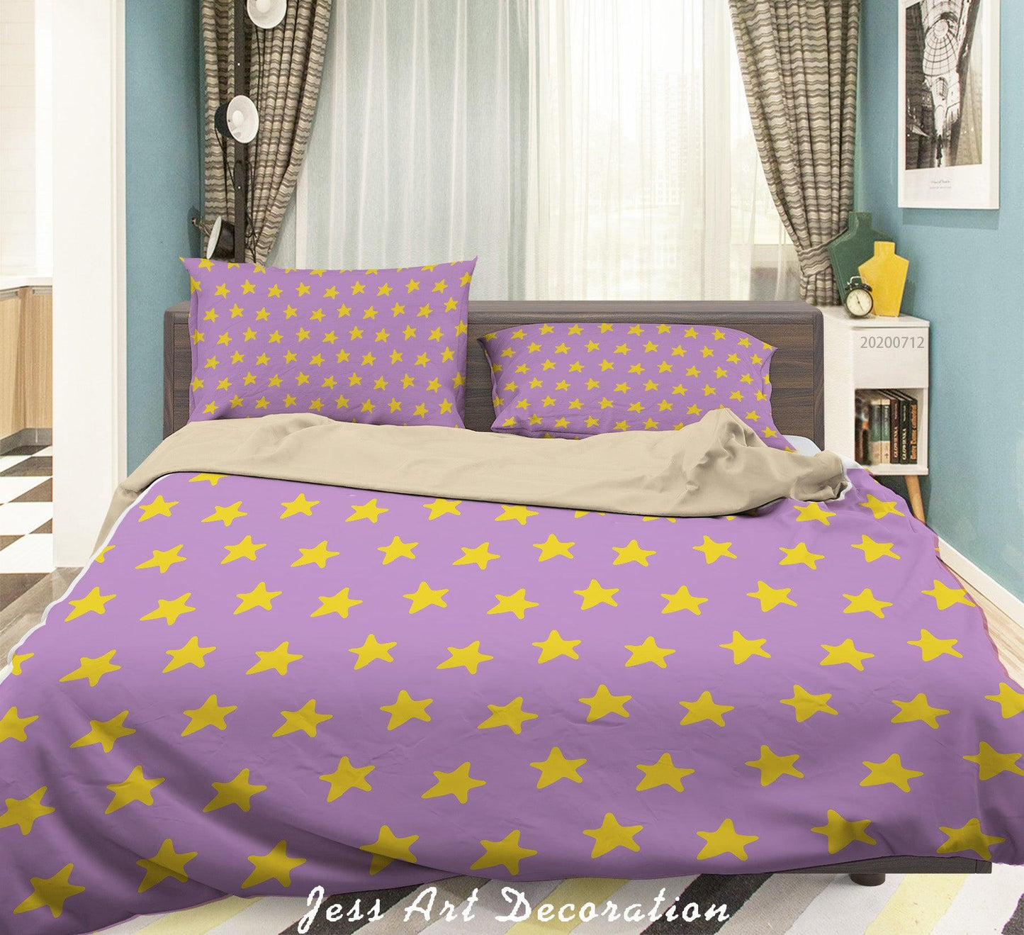 3D Abstract Vintage Star Pattern Quilt Cover Set Bedding Set Duvet Cover Pillowcases WJ 4005