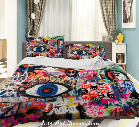 3D Abstract Street Graffiti Artist Works Quilt Cover Set Bedding Set Duvet Cover Pillowcases 119