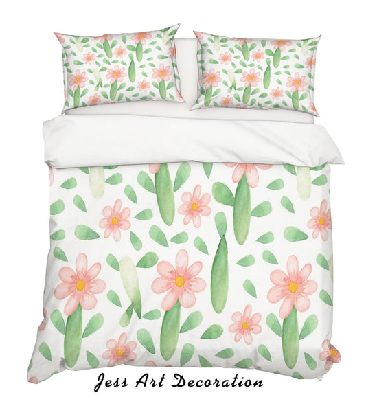 3D Cartoon Floral Leaves Plant Quilt Cover Set Bedding Set Duvet Cover Pillowcases LXL