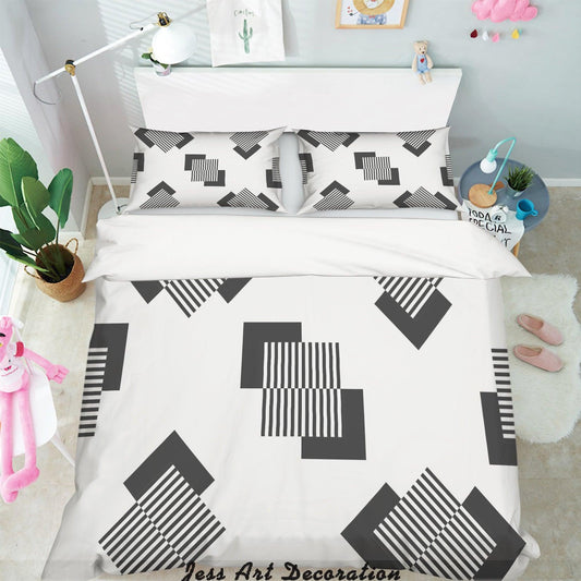 3D Black White Geometry Pattern Quilt Cover Set Bedding Set Pillowcases  268