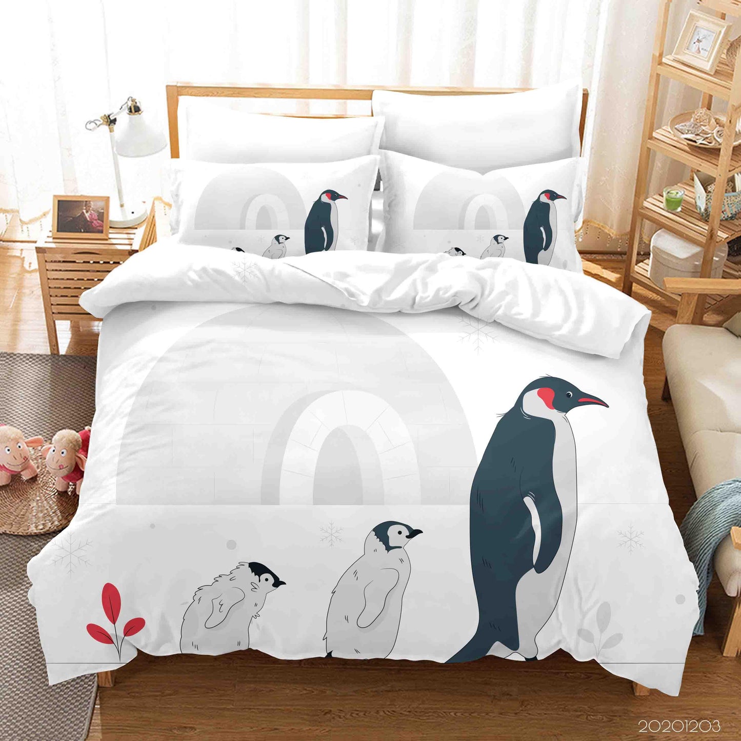 3D Cartoon Penguin Animal Quilt Cover Set Bedding Set Duvet Cover Pillowcases LXL