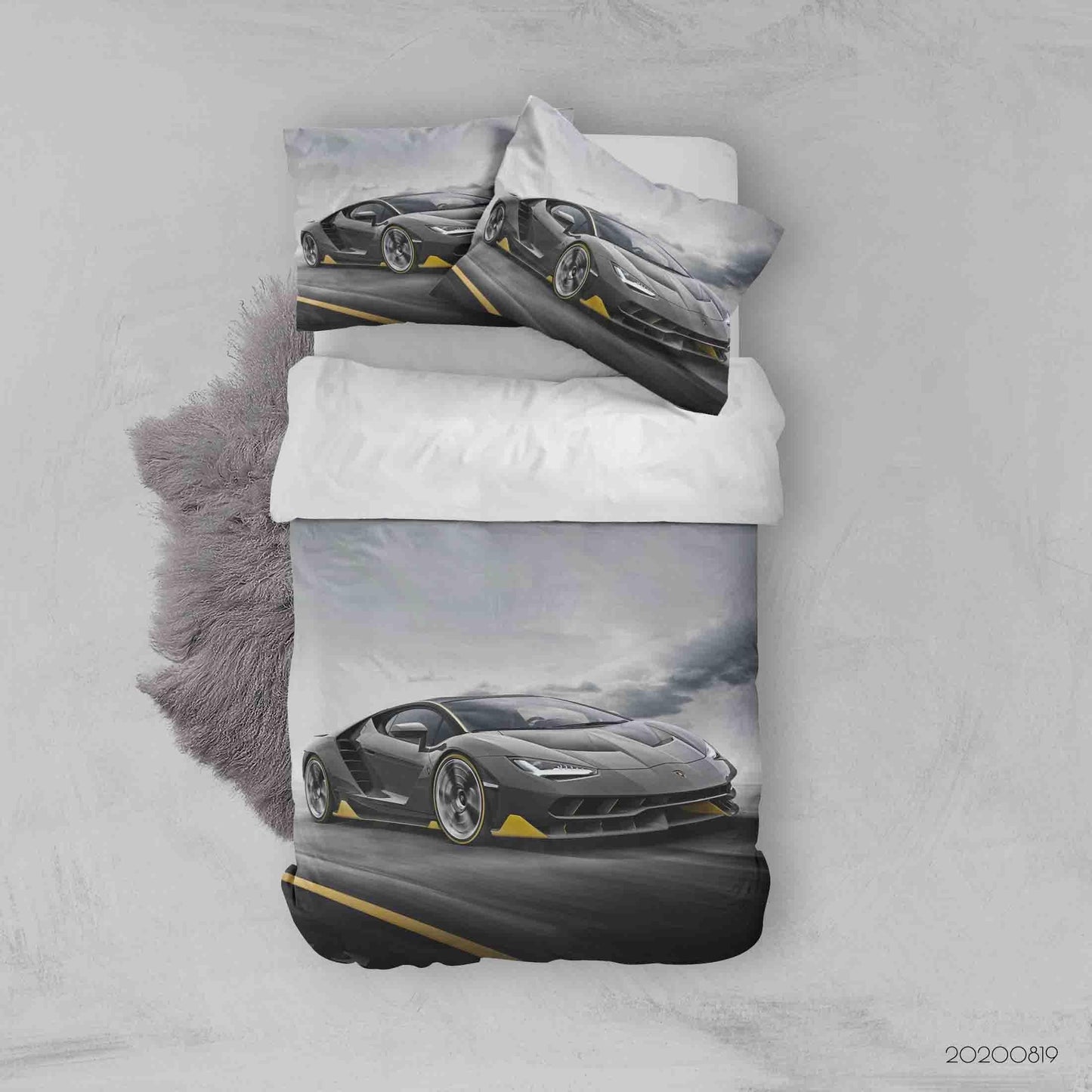 3D Black Super Car Quilt Cover Set Bedding Set Duvet Cover Pillowcases JN 1181