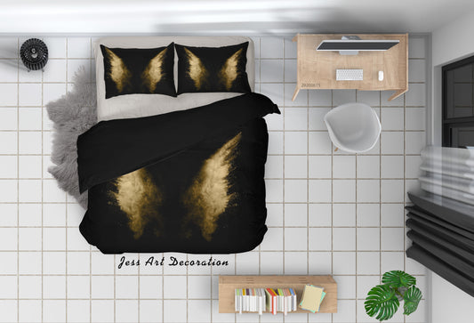 3D Black Wings Quilt Cover Set Bedding Set Duvet Cover Pillowcases SF44