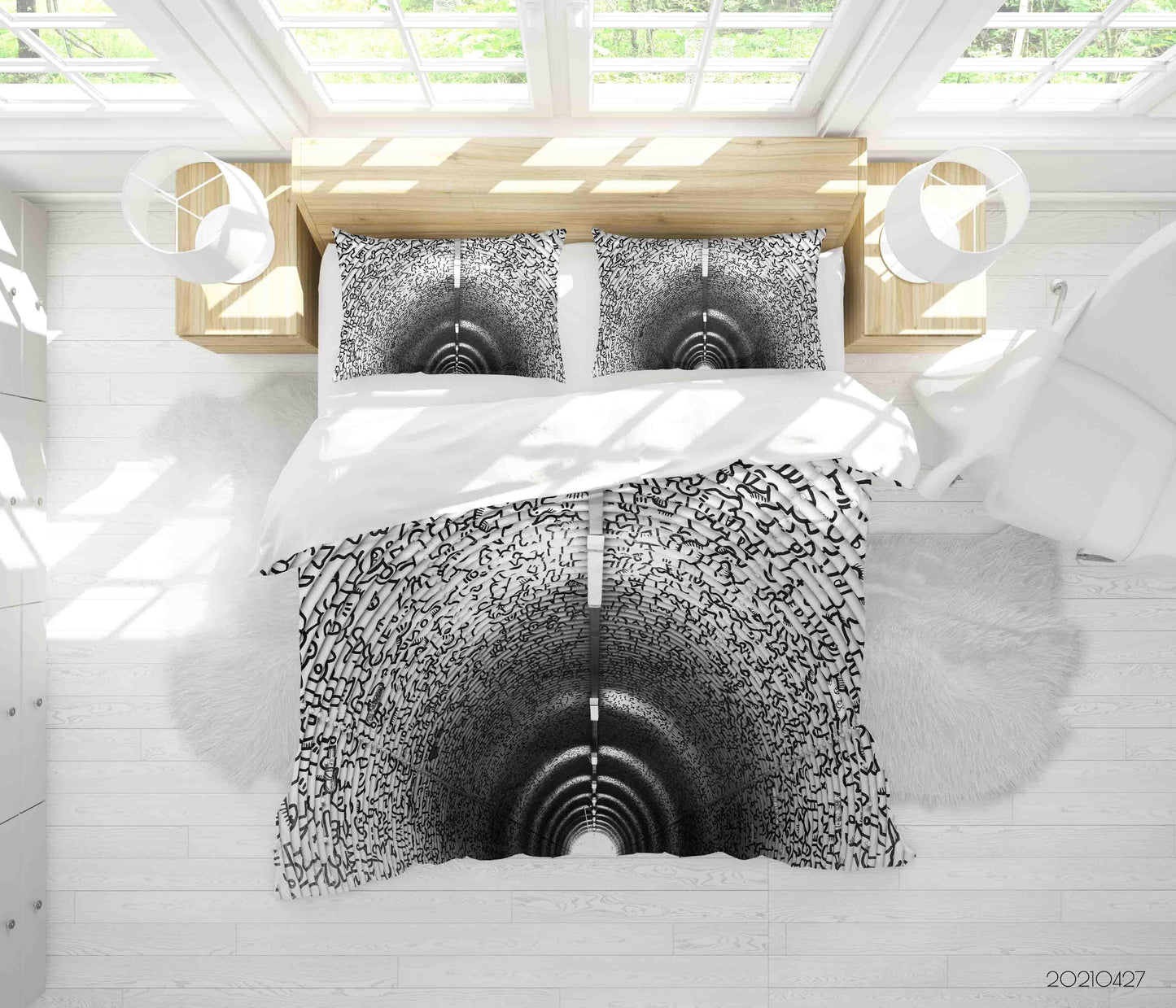 3D Abstract Graffiti Tunnel Quilt Cover Set Bedding Set Duvet Cover Pillowcases 128