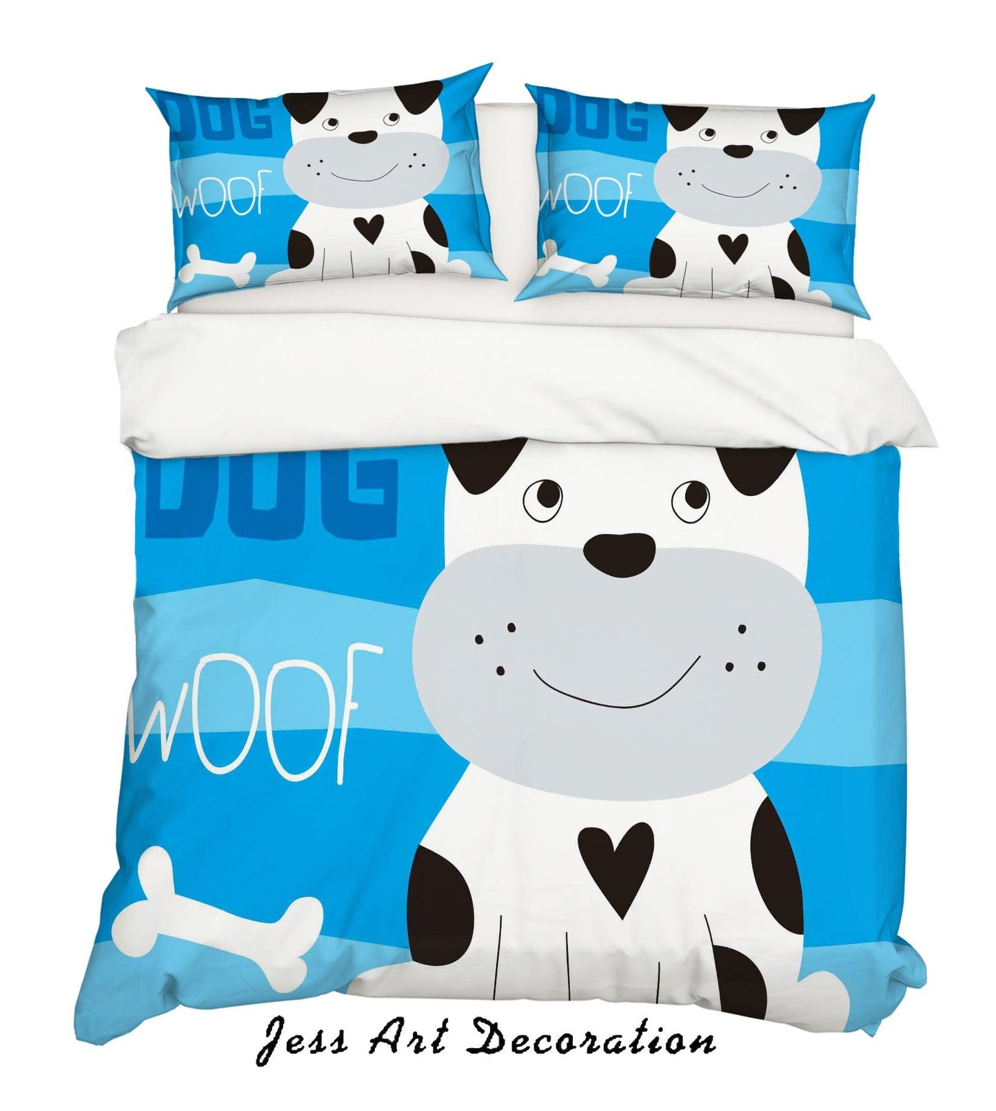 3D Cartoon Dog Blue Quilt Cover Set Bedding Set Pillowcases 169