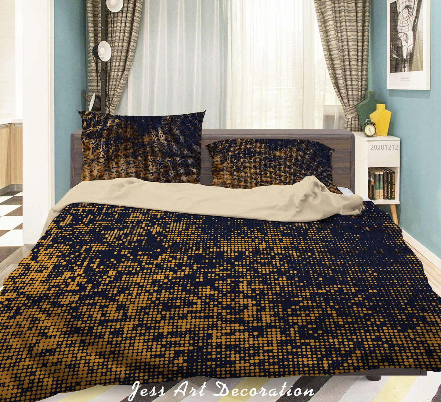 3D Abstract Golden Dark Quilt Cover Set Bedding Set Duvet Cover Pillowcases LXL