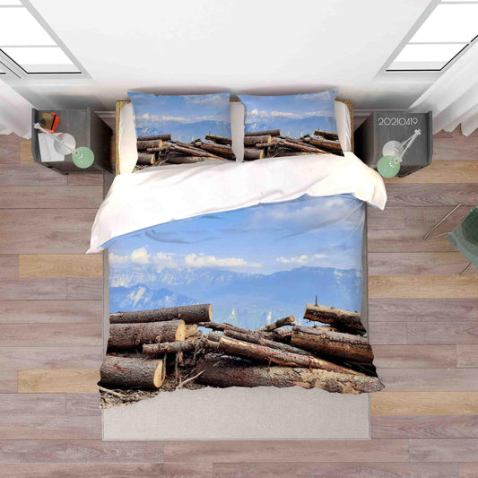 3D Blue Sky Wood Quilt Cover Set Bedding Set Duvet Cover Pillowcases 166