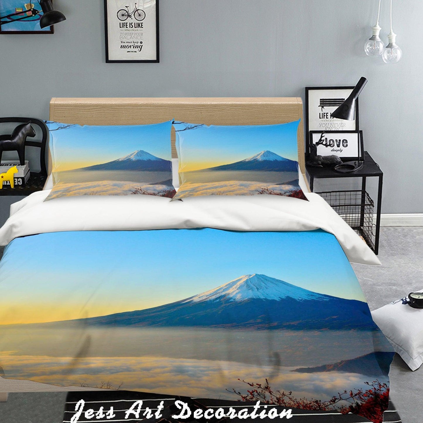 3D Blue Sky Snow Mountain Fog Scenery Quilt Cover Set Bedding Set Pillowcases  85