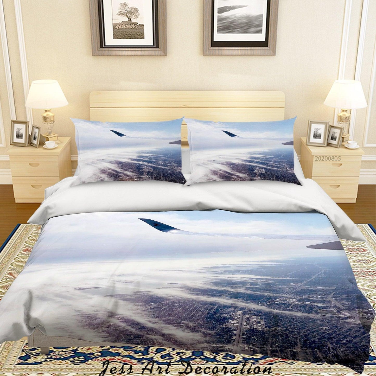 3D Airplane Wing Sky Overview Quilt Cover Set Bedding Set Duvet Cover Pillowcases LXL 44