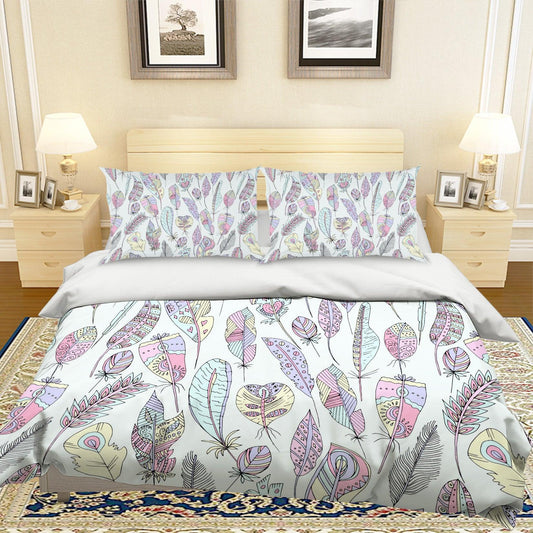 3D Cartoon Feather Quilt Cover Set Bedding Set Pillowcases 78