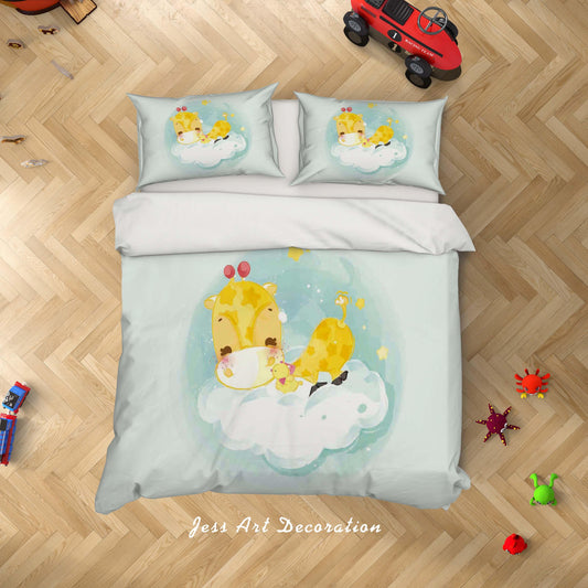 3D Cartoon Giraffe Quilt Cover Set Bedding Set Duvet Cover Pillowcases SF13