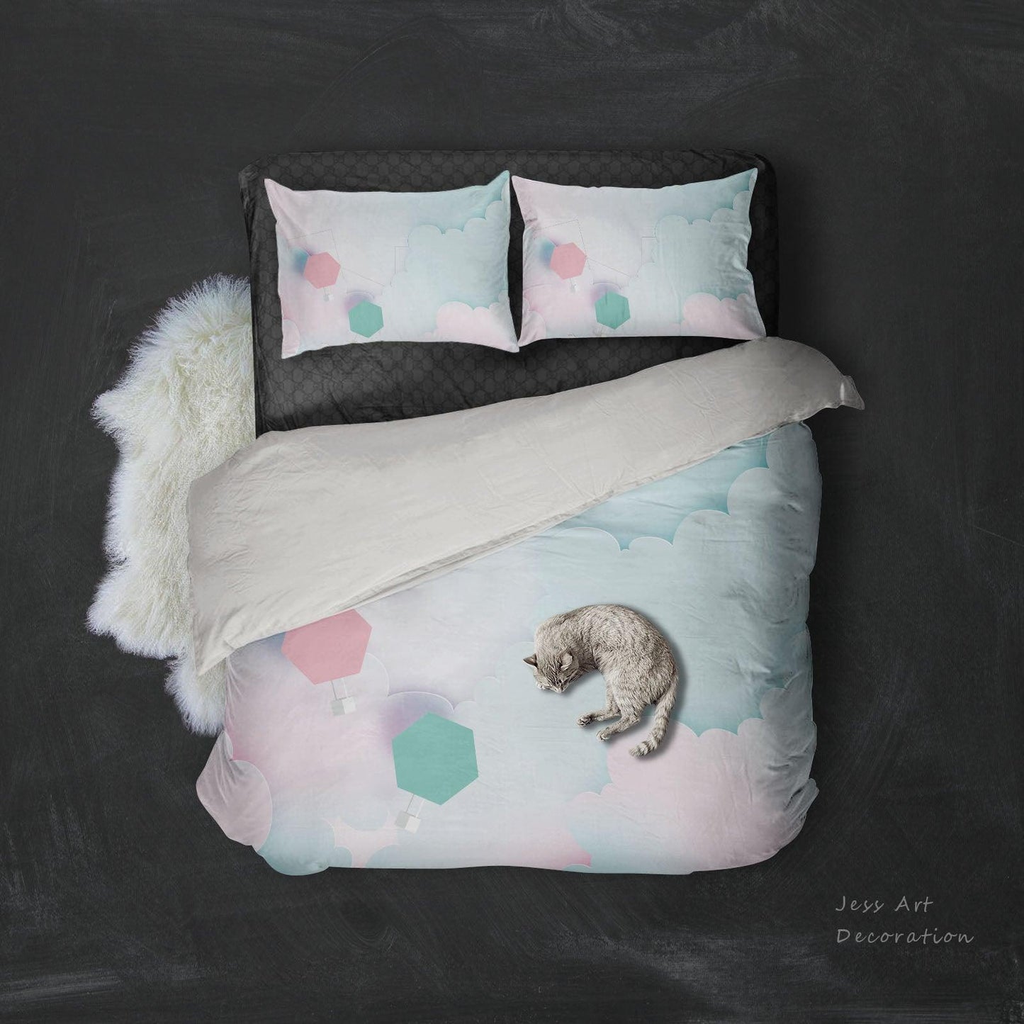 3D Abstract White Clouds Quilt Cover Set Bedding Set Pillowcases 130