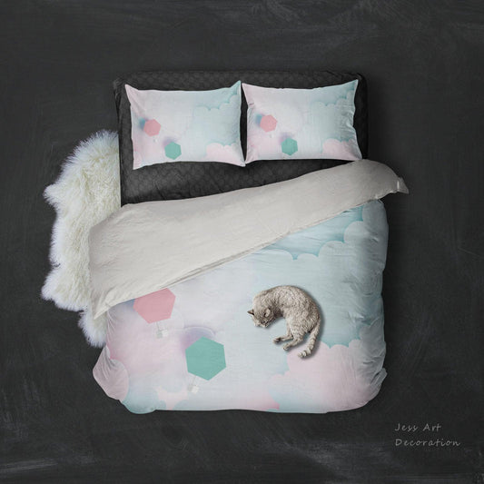 3D Abstract White Clouds Quilt Cover Set Bedding Set Pillowcases 130
