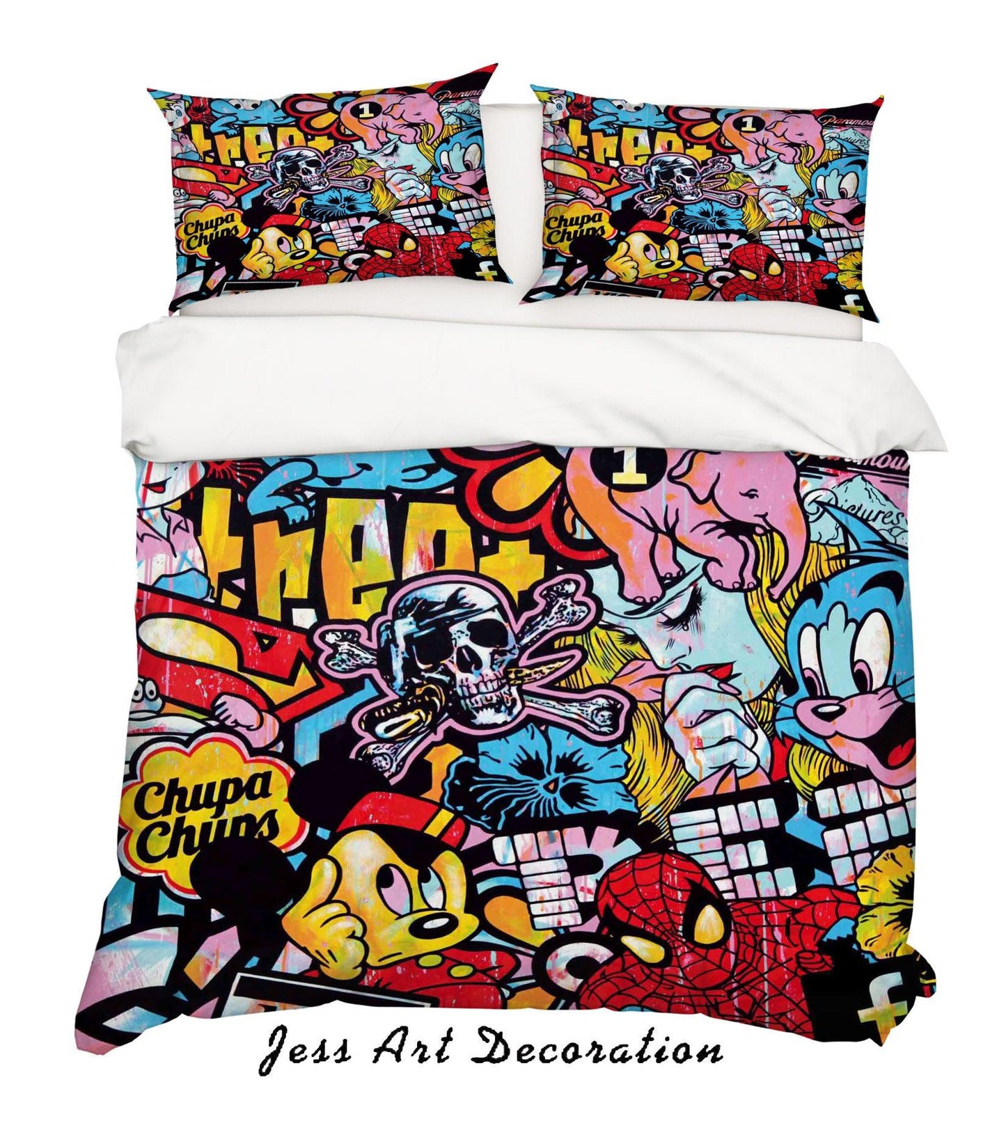 3D Cartoon Colorful Rock Skull Elephant Animal Quilt Cover Set Bedding Set Duvet Cover Pillowcases LXL