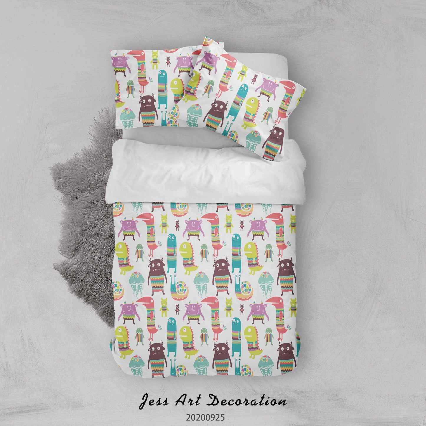 3D Cartoon Animal Monster Pattern Quilt Cover Set Bedding Set Duvet Cover Pillowcases WJ 6449