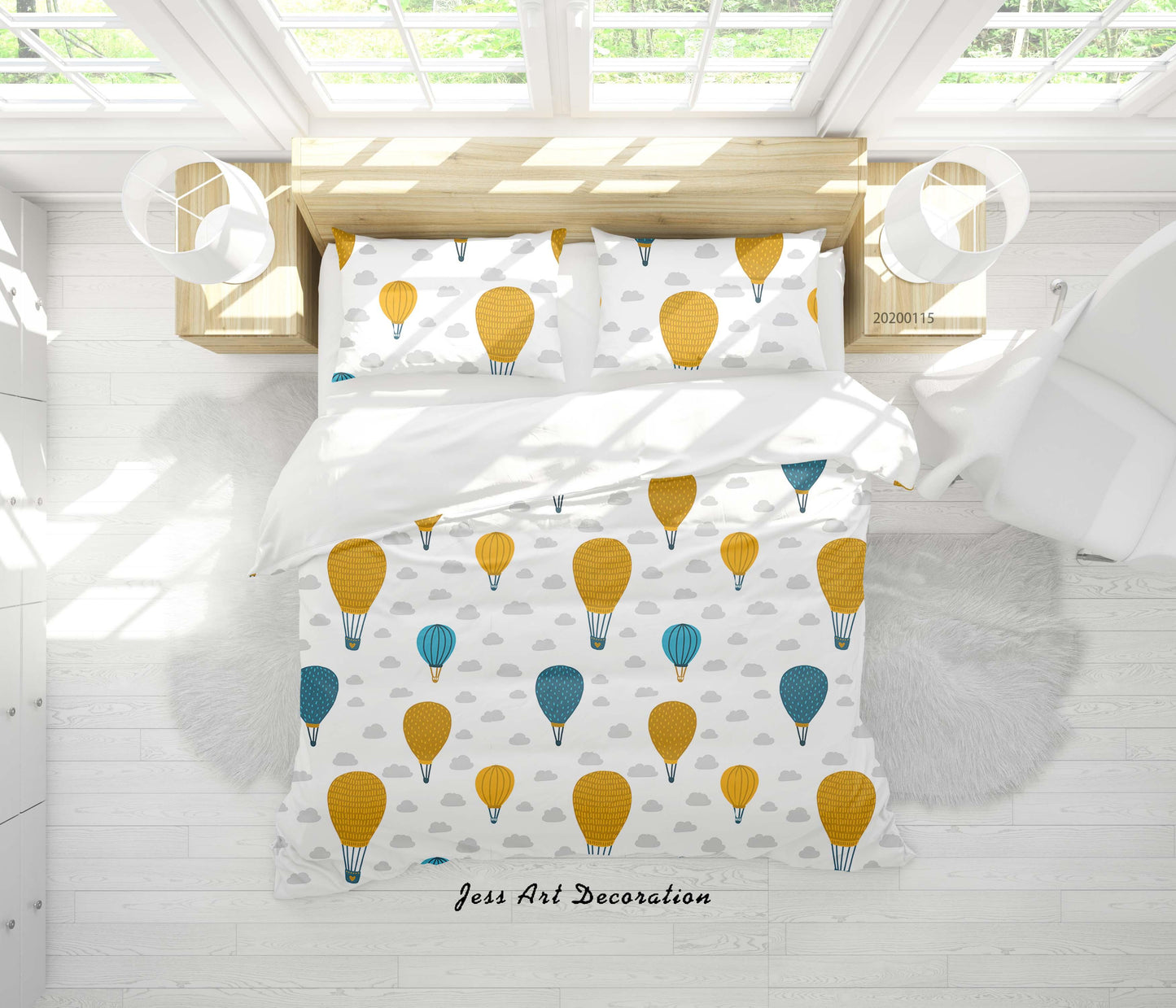3D Cartoon Hot Air Balloon Pattern Quilt Cover Set Bedding Set Duvet Cover Pillowcases WJ 9628