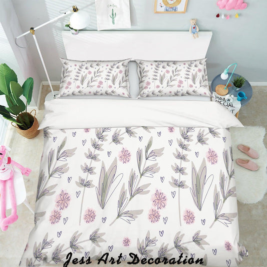 3D Black White Leaves Pattern Quilt Cover Set Bedding Set Pillowcases 319