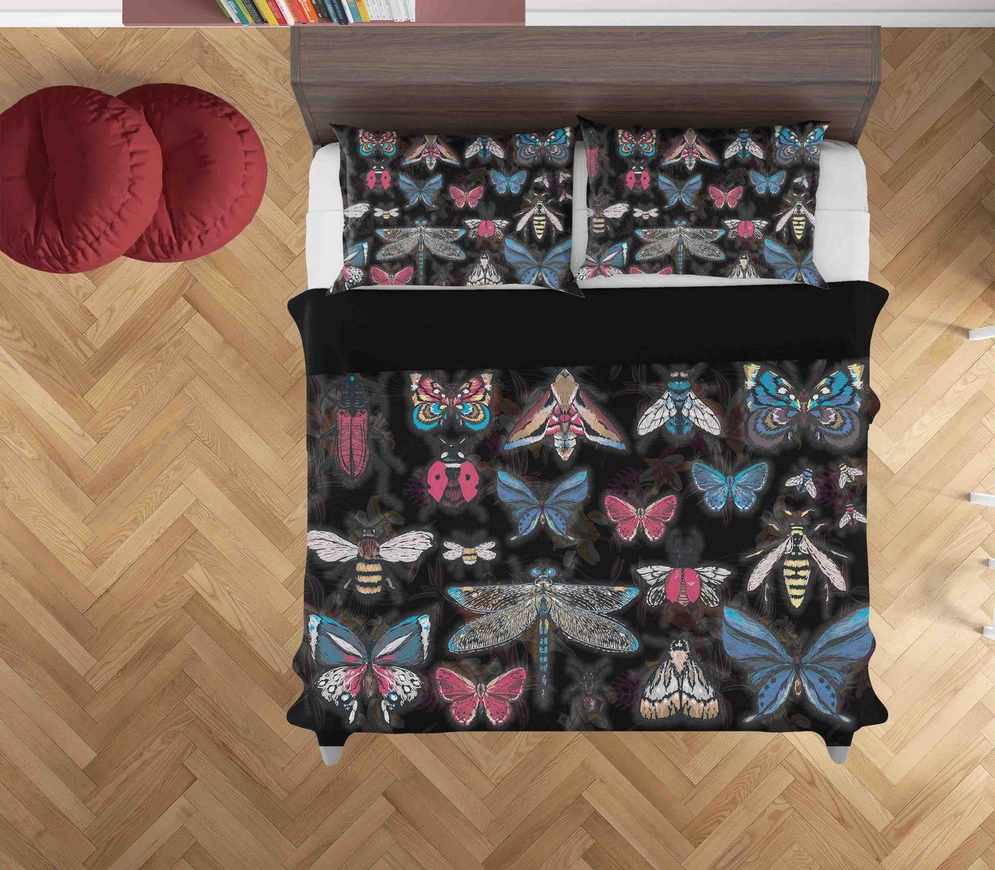 3D Black Butterfly Quilt Cover Set Bedding Set Duvet Cover Pillowcases SF007