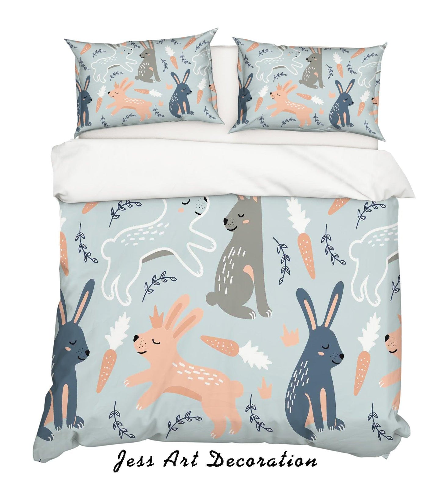 3D Blue Rabbit Quilt Cover Set Bedding Set Pillowcases 50
