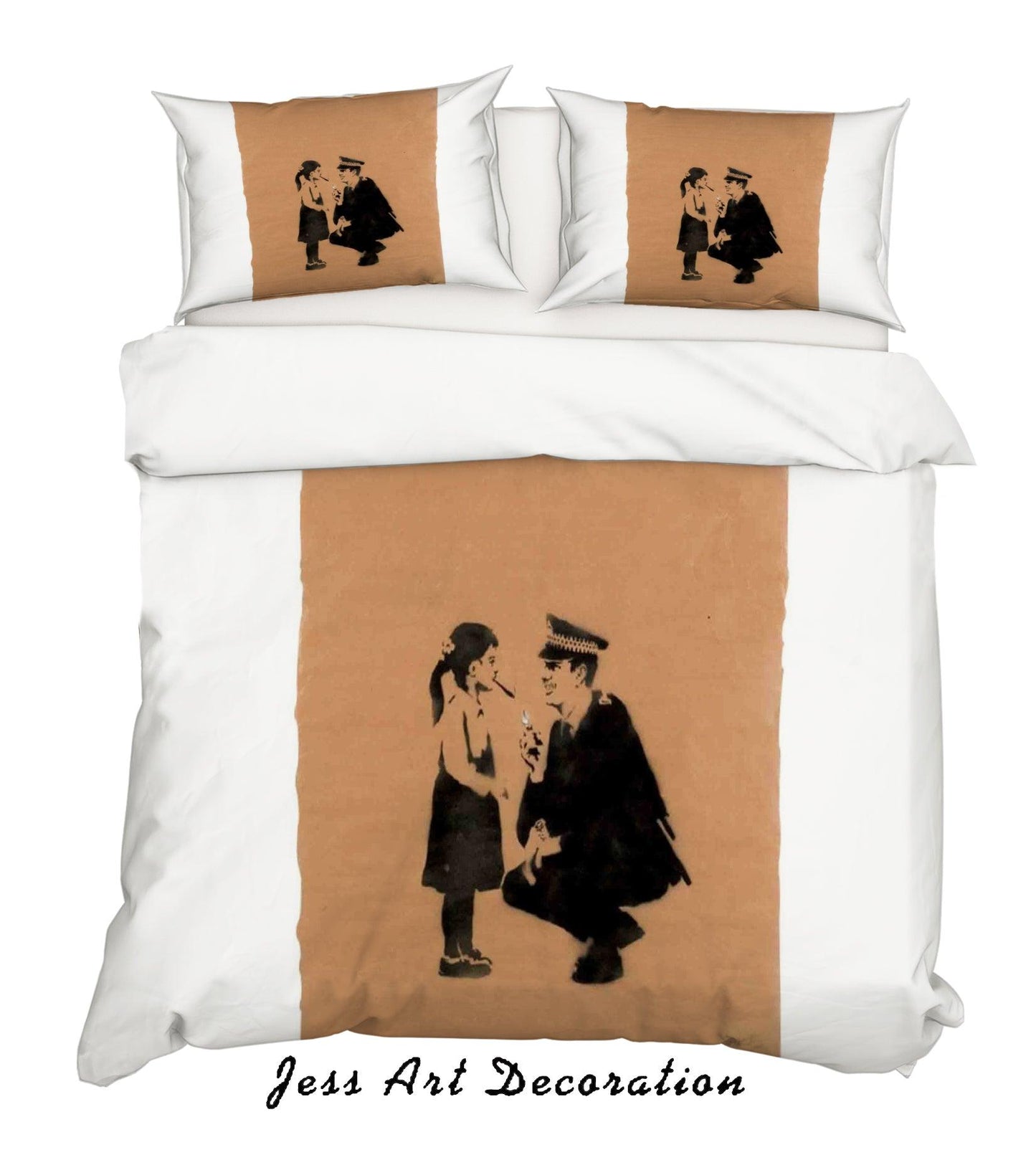 3D Banksy Police Spliff Brown Background Quilt Cover Set Bedding Set Duvet Cover Pillowcases  ZY D47