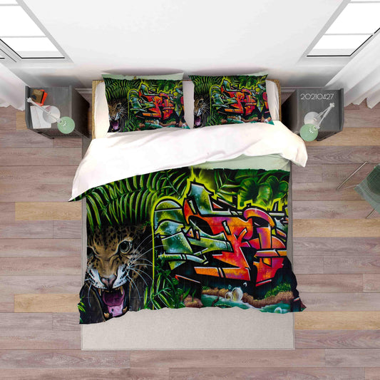 3D Abstract Colored Street Graffiti Quilt Cover Set Bedding Set Duvet Cover Pillowcases 77