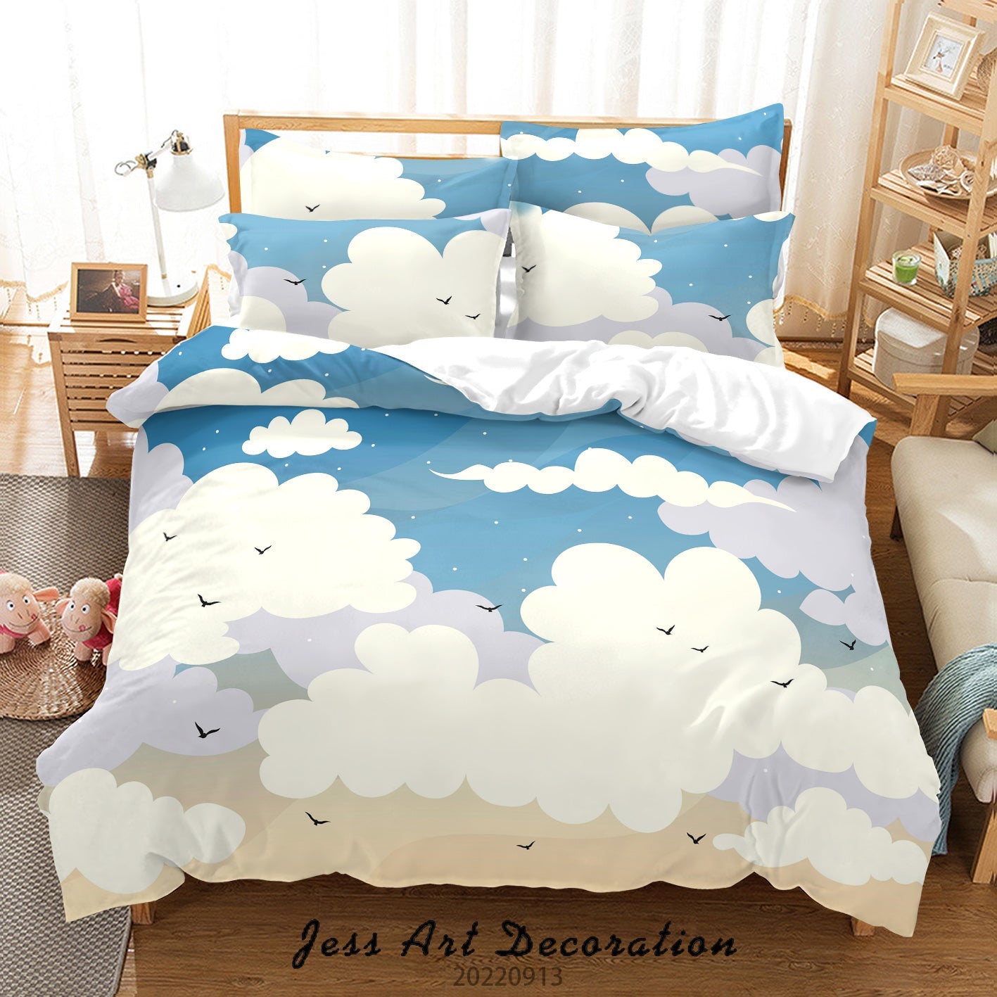 3D Bluesky Cloud Bird Star Quilt Cover Set Bedding Set Duvet Cover Pillowcase 131