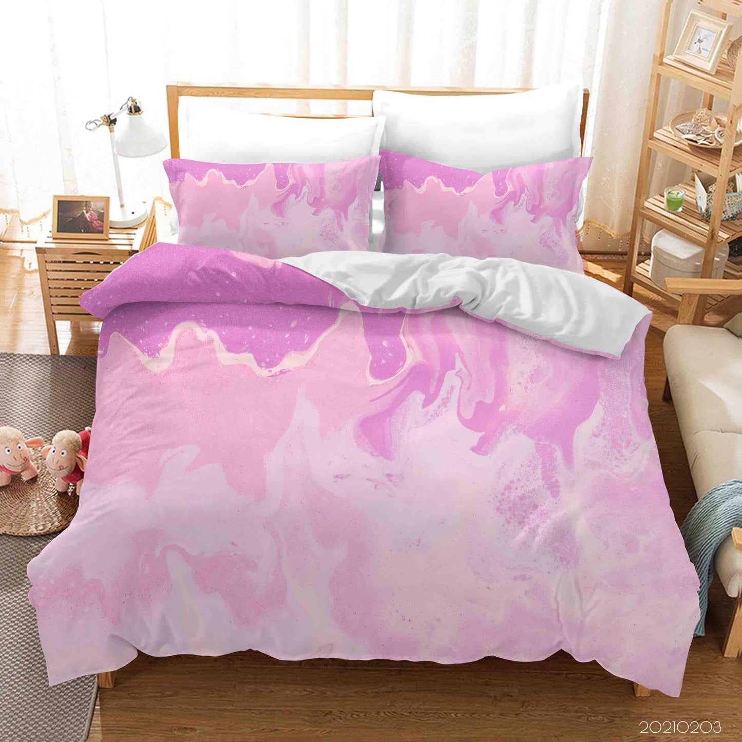 3D Abstract Pink Marble Texture Quilt Cover Set Bedding Set Duvet Cover Pillowcases 74