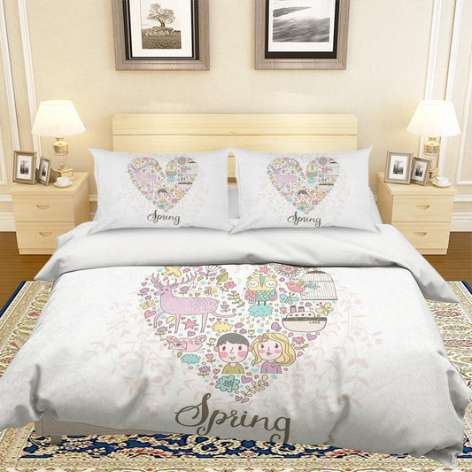 3D Cartoon Love Flower Quilt Cover Set Bedding Set Pillowcases 67