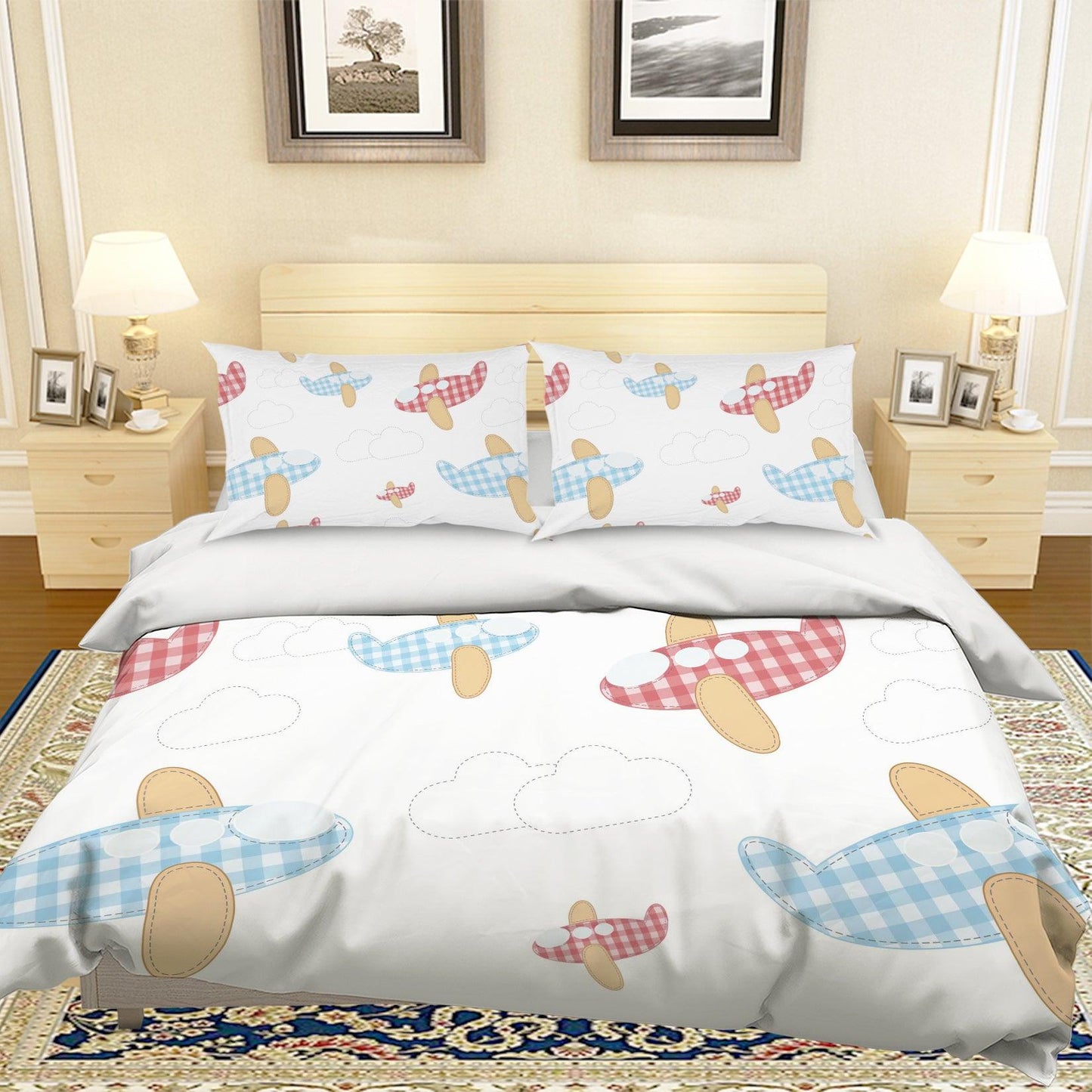 3D Cartoon Aircraft Quilt Cover Set Bedding Set Pillowcases 85